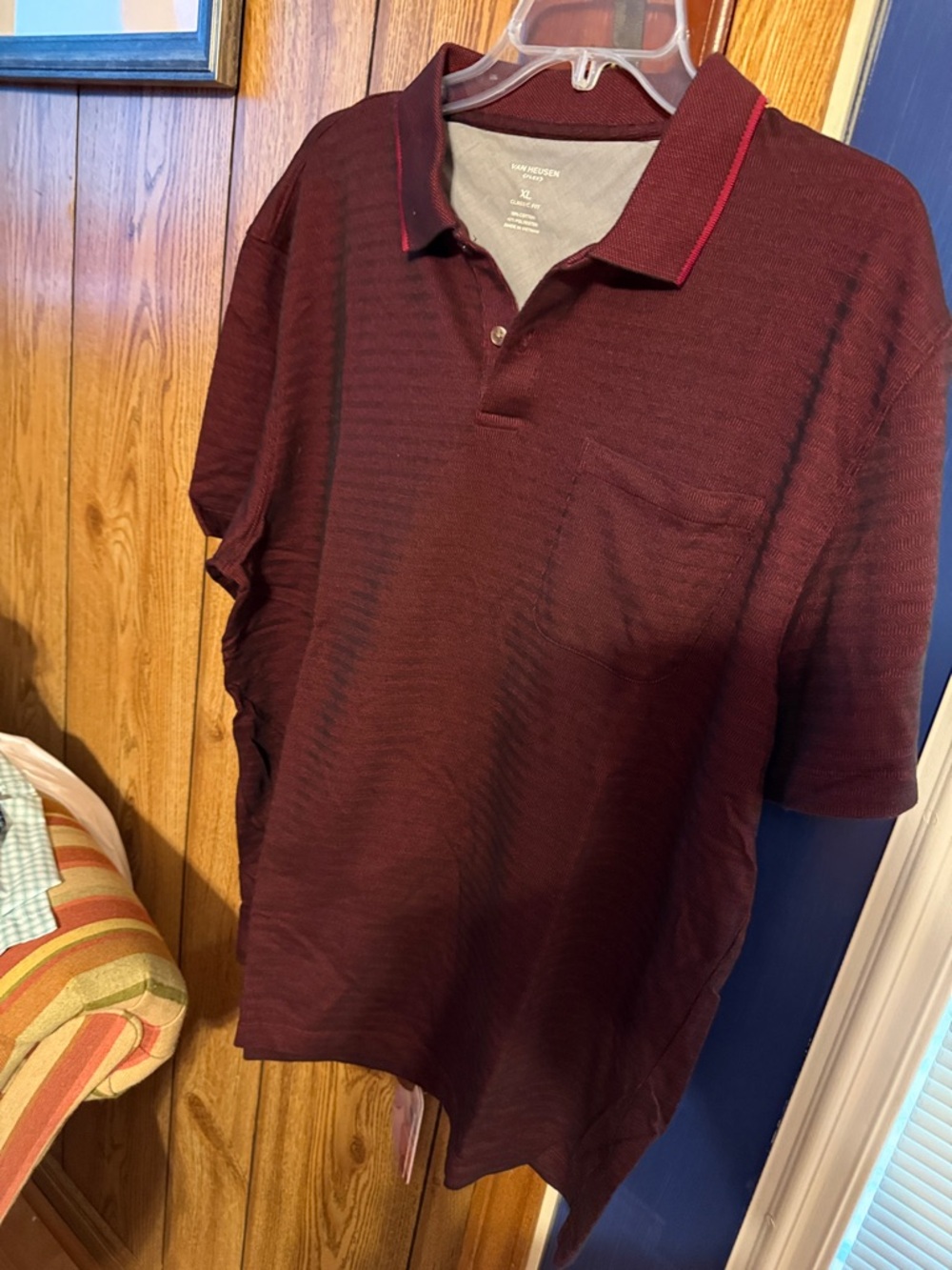 Van Heusen Men's Maroon Polo with Subtle Chest Pocket